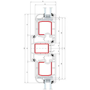Gealan S 8000 Pfosten 94mm Terrassenflügel außen öffnend Classic-Line - 8040 - 8078