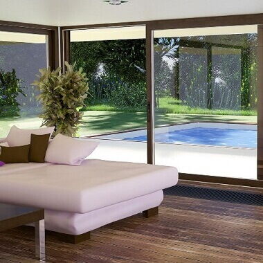 3-teilige Hebeschiebetür aus Holz