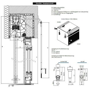 Buitenjaloezieën CleverBox inbouwdoorsnede