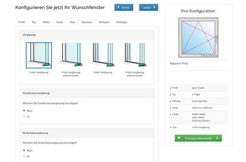 Fensterkonfigurator Verglasung