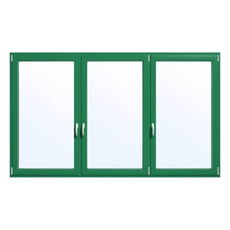 3-vleugelig aluminium kozijn in signaalgroen