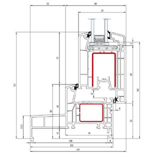 Aluplast IDEAL 4000 Monoblock 120mm Terrassentür innen öffnend Classic-Line 157mm - 140x16 - 140x30