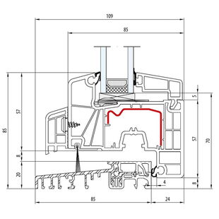 Aluplast IDEAL 7000 Balkontürschwelle 20mm Classic-Line 77mm - 170x20