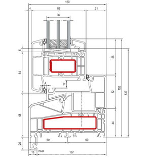 Aluplast IDEAL 7000 NL Fenster außen öffnend Classic-Line 152mm - 170x54 - 170x58 - 170x41