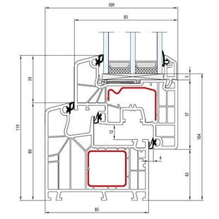 Aluplast IDEAL 8000 Fenster Classic-Line 119mm - 180x05 - 180x20