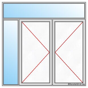 Haustür 2-flügelig mit Oberlicht und Seitenteil Schamtisch