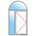 Tür mit Seitenteil und Rundbogen als Festverglasung