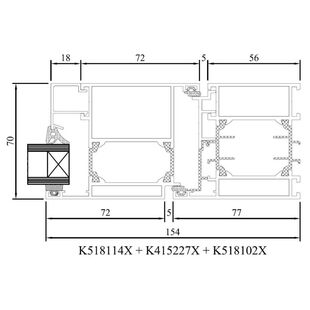 Drutex MB 70 Balkontür nach innen Rahmen Profil Detail