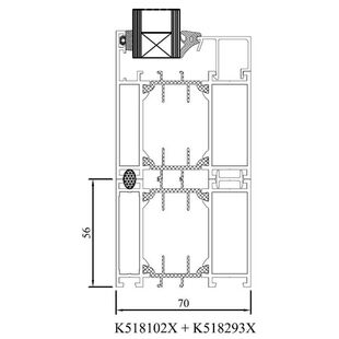 Drutex MB 70 56mm Rahmenverbreiterung Detailzeichnung
