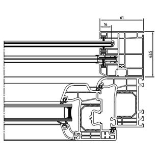 Einseitige Führungsschiene mit Insektenschutz am Iglo 5 Profil