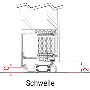 FM Haustür SL 75 - Türschwelle Detailzeichnung