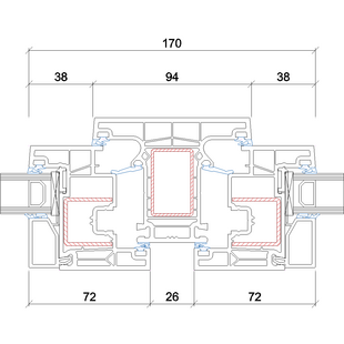 Gealan Linear 94mm Fenster 72mm - 7040-7072