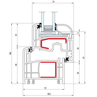 Gealan S 8000 Fenster Classic-Line 108mm schmaler Flügel - 8001 - 8079