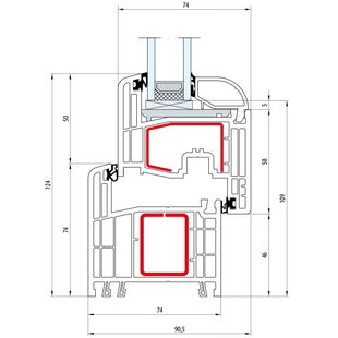 Gealan S 8000 Fenster Classic-Line 124mm Flügel 5-Kammer - 8010 - 8092