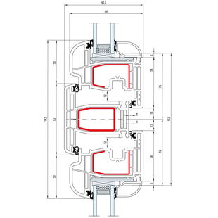Gealan S 8000 Pfosten 82mm Fenster Round-Line Flügel 5-Kammer - 8039 8068