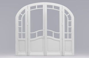 Haustür im Landhausstil mit Rundbogen in Weiß