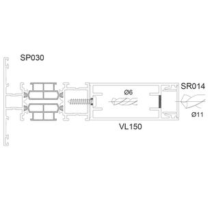Aliplast Superial Pfosten-Verstärkung 32,5mm Beispiel innen - VL150