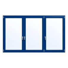 3-flg. Alu-Fenster in Ultramarinblau