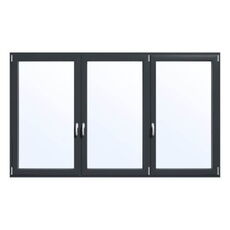 Drievleugelig aluminium raam in antraciet