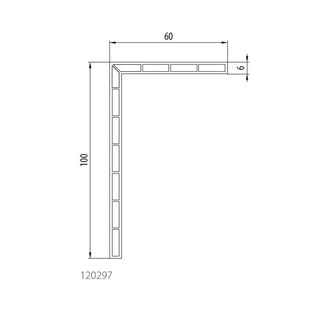 Aluplast 120297 - Hoekprofiel - Holkamer - 100x60mm