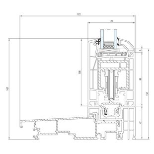 Aluplast HST 70 Flügel mit Schwelle GU-47 und Laufwagen - Vertikal