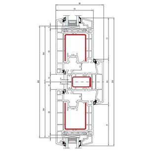 Aluplast IDEAL 4000 Pfosten 84mm Terassentür aussen öffnend Classic-Line 140x41-140x31