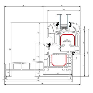 Aluplast IDEAL 4000 Monoblock 160mm Fenster Round-Line 129mm - 140x19 - 140x22