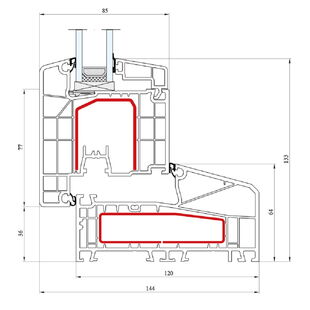 Aluplast IDEAL 7000 NL Terrassentür außen öffnend Classic-Line 133mm - 170x53 - 170x31