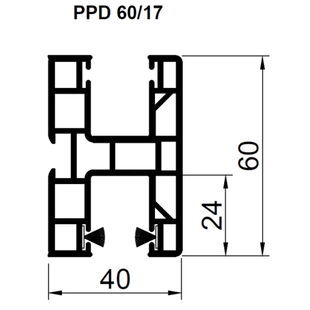 Aufsatzrollladen Führungsschiene PPD 60mm