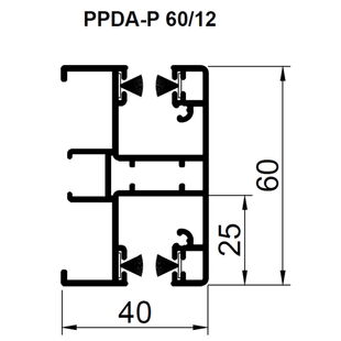 Aufsatzrollladen Führungsschiene PPDA-P 60mm zweiseitig