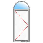 Tür mit Rundbogen als Festverglasung