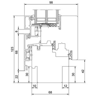 Duoline 68 Fenster mit Standard Falzschnitt beidseitig