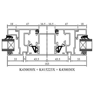 Drutex MB 45 Pfosten für Zweiflüglig Detailzeichnung