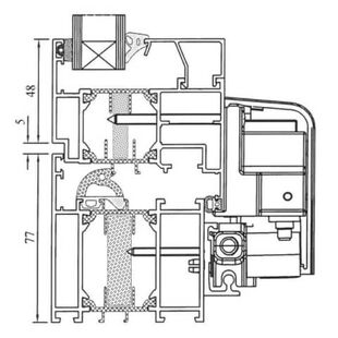 Drutex MB 70 HI PSK-Tür unten Profilschnitt Detail