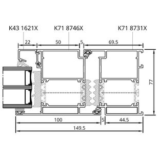 Drutex MB-86SI Tür nach aussen Rahmen Detailzeichnung