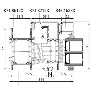 Aluminium kozijnprofiel MB-86 SI
