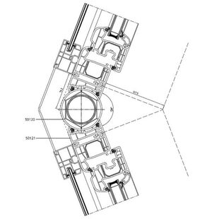 Führungsschiene mit variablen Eckverbinder 138° am Iglo 5 Profil