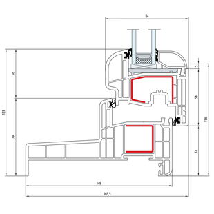 Gealan S 8000 - Monoblock 149mm - Fenster Round-Line Flügel 5-Kammer - 5502 8068