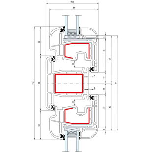Gealan S 8000 Pfosten 94mm Fenster Round-Line Flügel 5-Kammer - 8040 8068