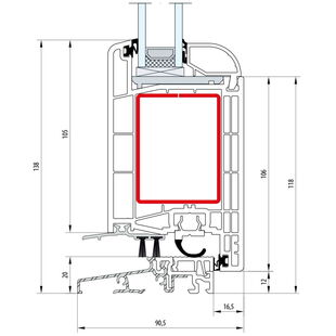 Gealan S 8000 Türschwelle 20mm innen öffnend - 8076
