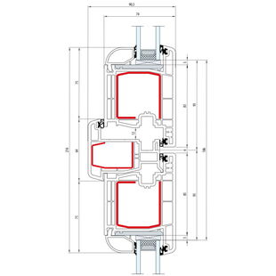 Gealan S 8000 Stulp 64mm Terrassenflügel außen öffnend Classic-Line - 8080 - 8078