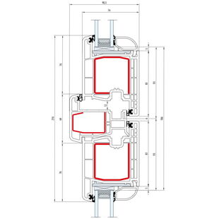 Gealan S 8000 Stulp 64mm Terrassenflügel innen öffnend Classic-Line - 8080 - 8081