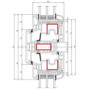 Gealan S 9000 Pfosten 92mm Fenster Classic-Line 74mm mit STV - 6050 - 6079