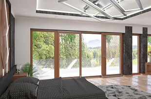 4-flügelige Holz-Alu Parallel-Schiebe-Kipp-Tür