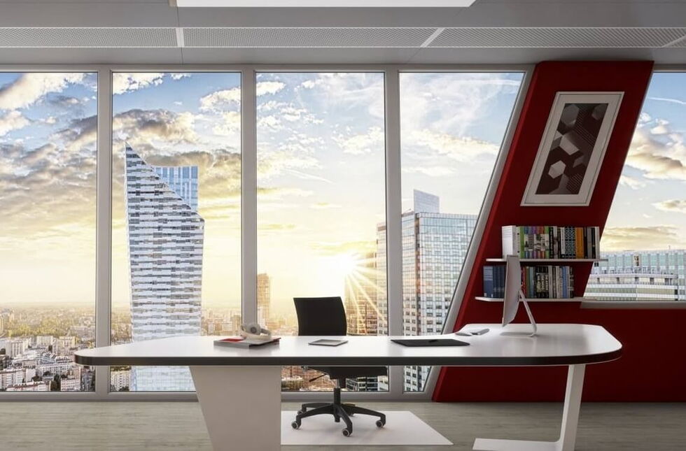 Vloerhoge kantoor kozijnen met speciale vormen