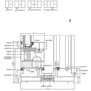 Aluprof MB-77hi HS Tür Schwelle mit Fest Flügel Detailzeichnung