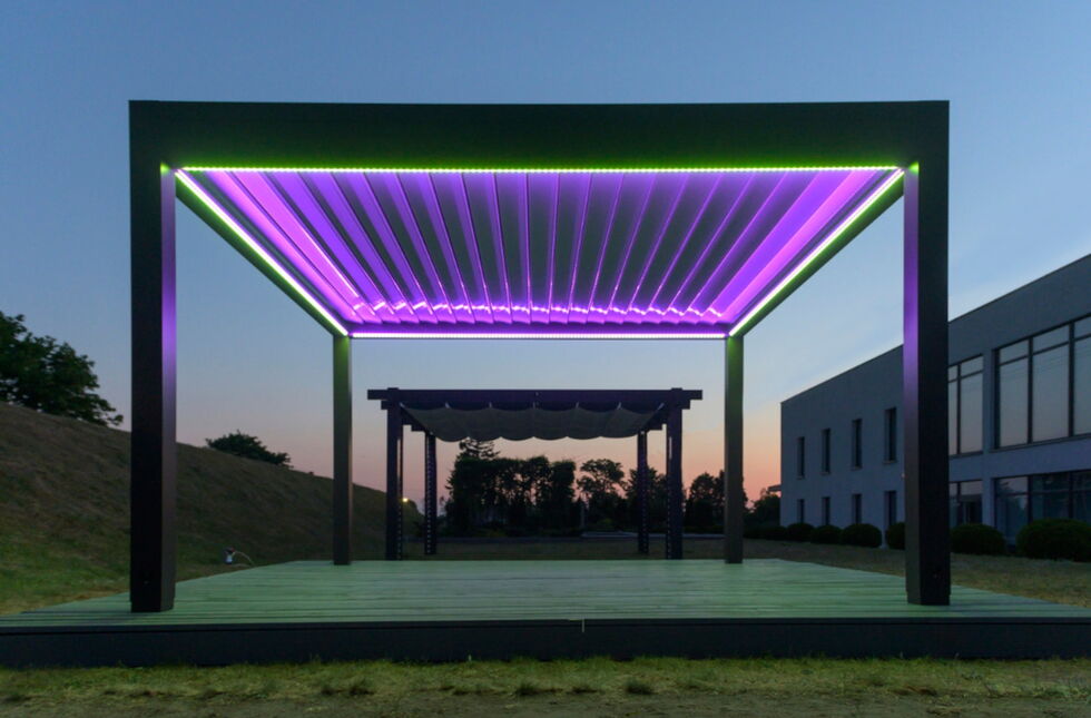 Pergola Anthrazit Garten LED Beleuchtung