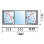 Fenstermaß 2500x1000mm