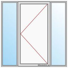 Haustür mit dreh-rechts Öffnung und Seitententeilen beidseitig