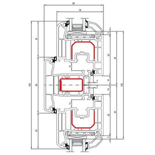 Aluplast IDEAL 4000 Pfosten 84mm Fenster Soft-Line 82mm 140x41-140x23